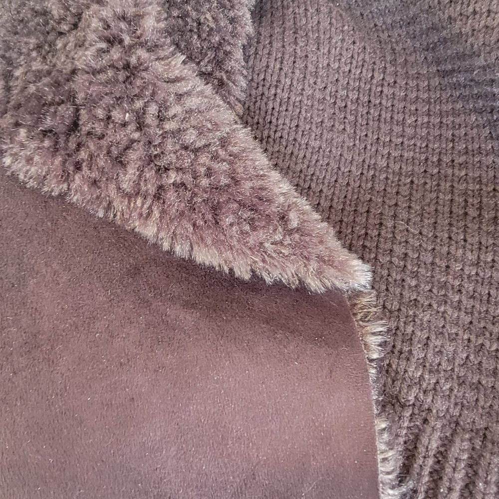 ✨Size M Women's Faux Fur Sweater CHELSEA & THEODORE Brown Shirt cardigan coat✨ - Picture 6 of 7